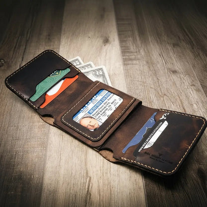 Bull Sheath Leather Badge Trifold Wallet