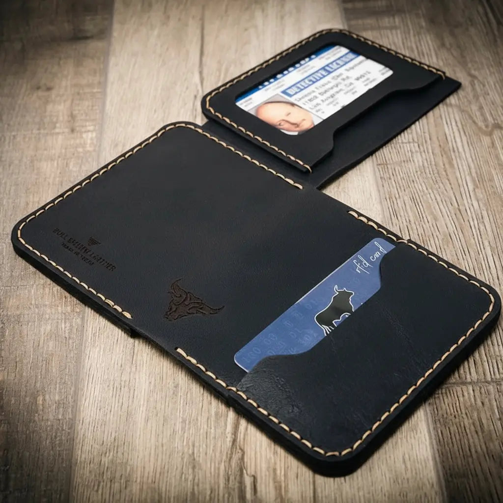 Bull Sheath Leather Minimalist Badge Wallet