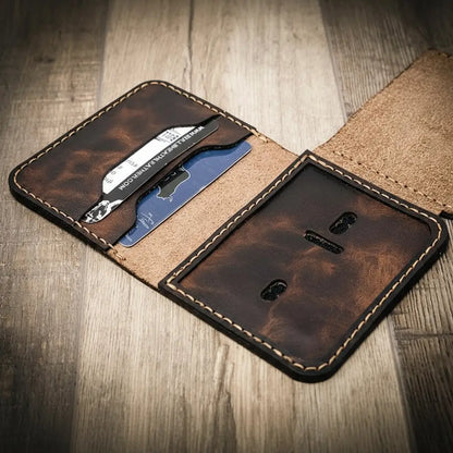 Bull Sheath Leather Minimalist Badge Wallet