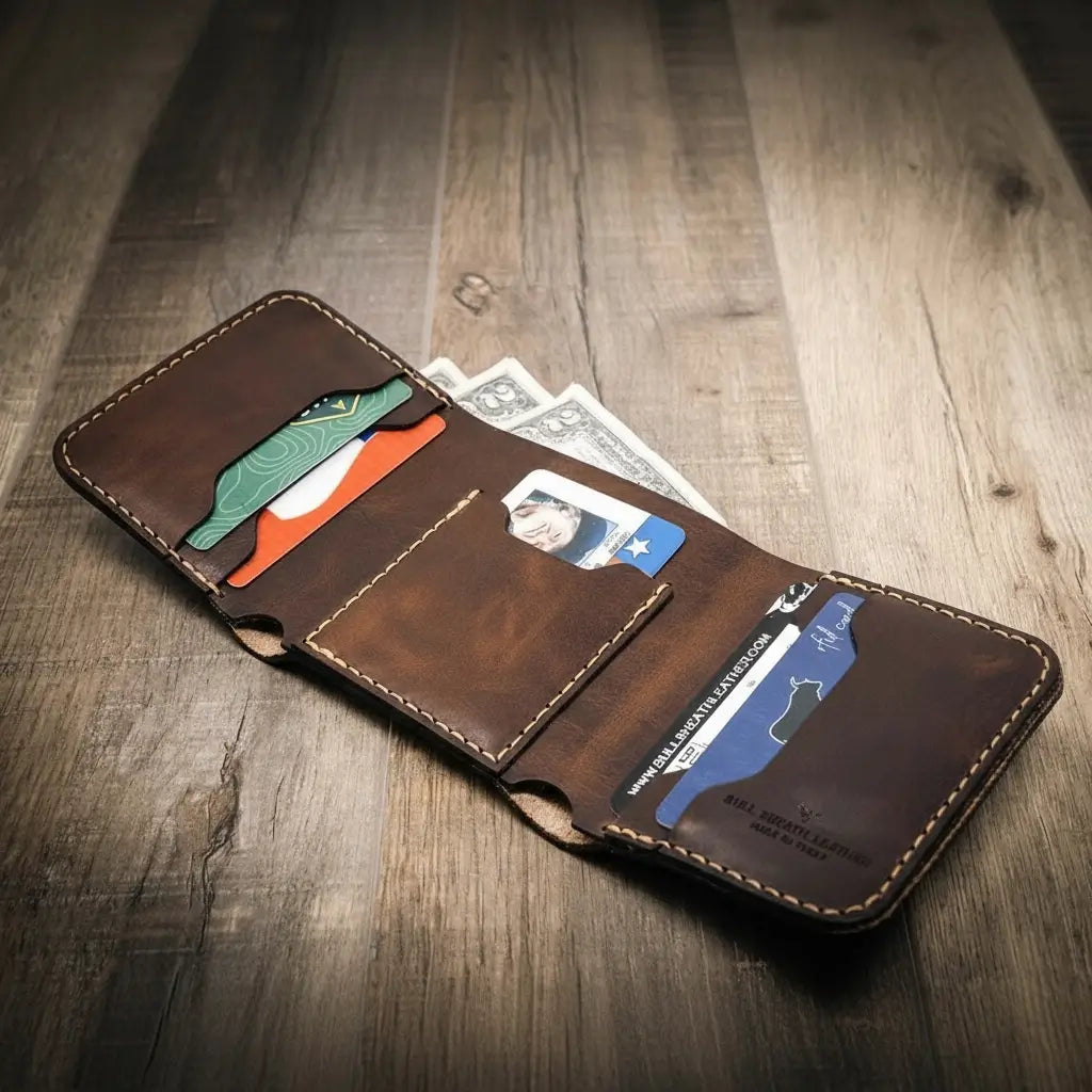 Bull Sheath Leather Western Trifold Wallet