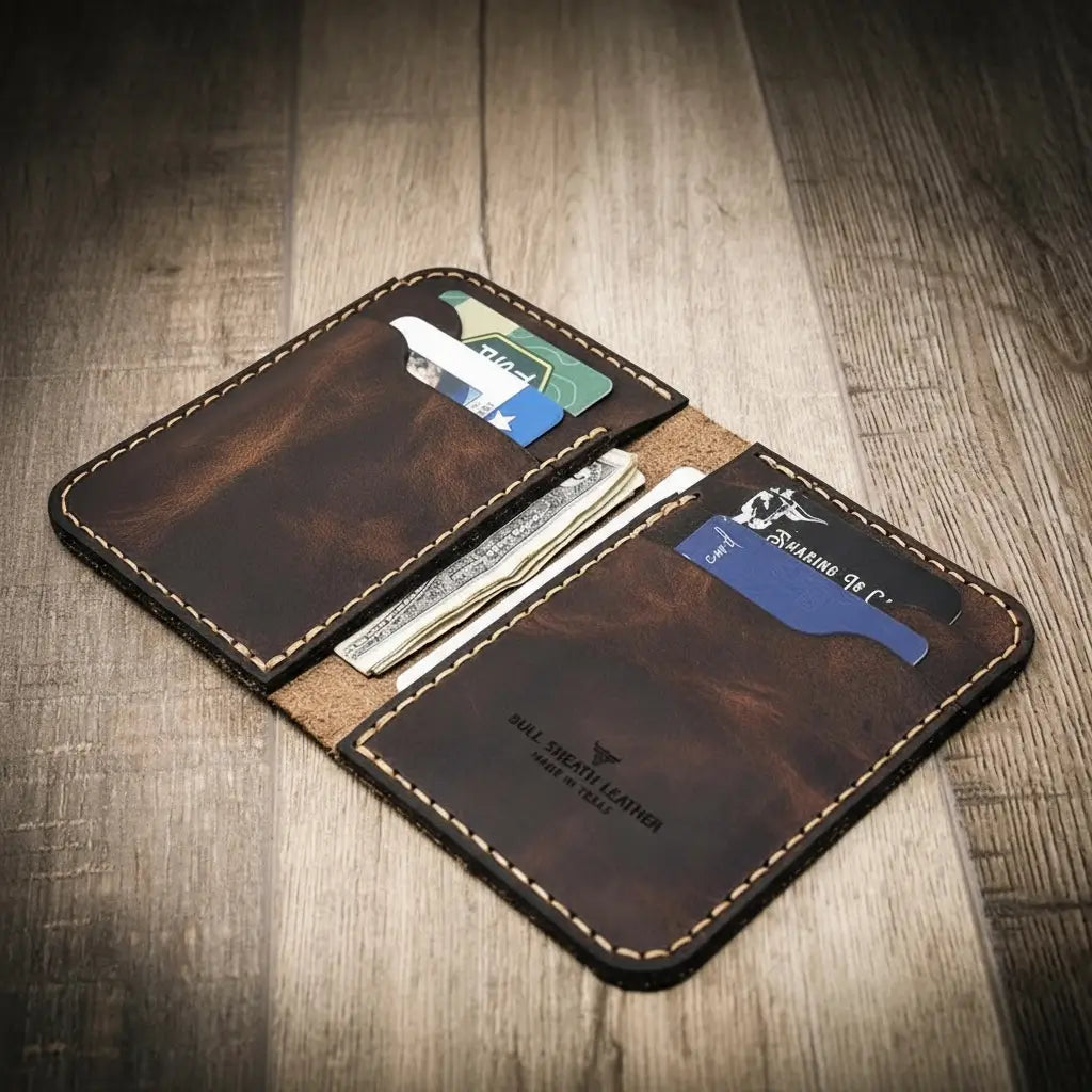 Bull Sheath Leather Western Vertical Wallet