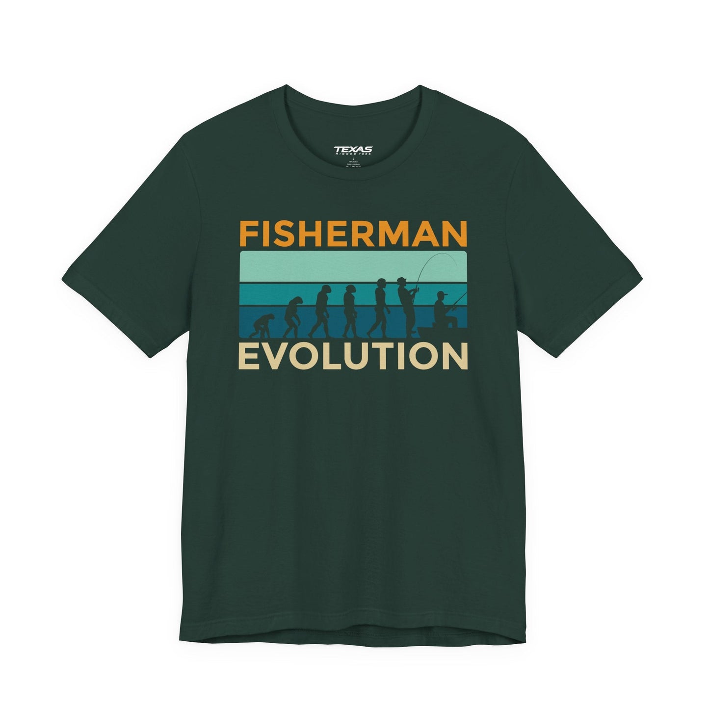 Texas Rigged Tees Fisherman Evolution — Unisex Cotton Tee