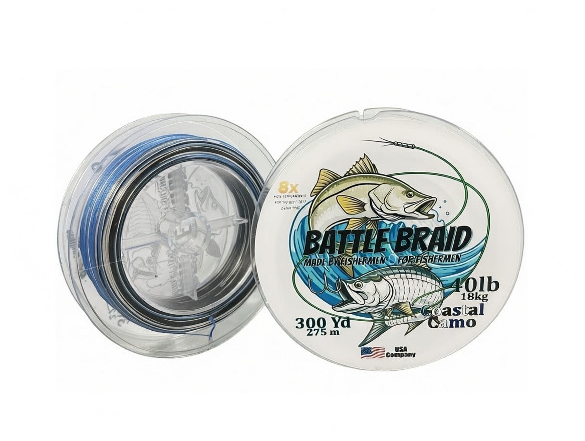BATTLE BRAID COASTAL CAMO 300YRD SPOOL 8x PE