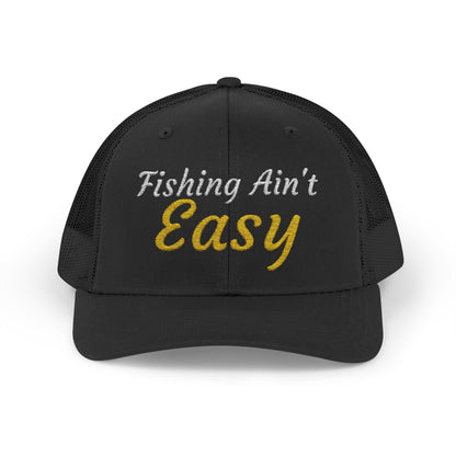 Texas Rigged Tees Fishing Ain't Easy — Embroidered Baseball Cap