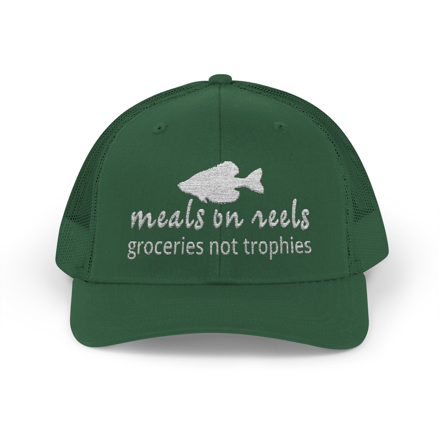 Texas Rigged Tees Meals on Reels: Groceries Not Trophies — Embroidered Baseball Cap