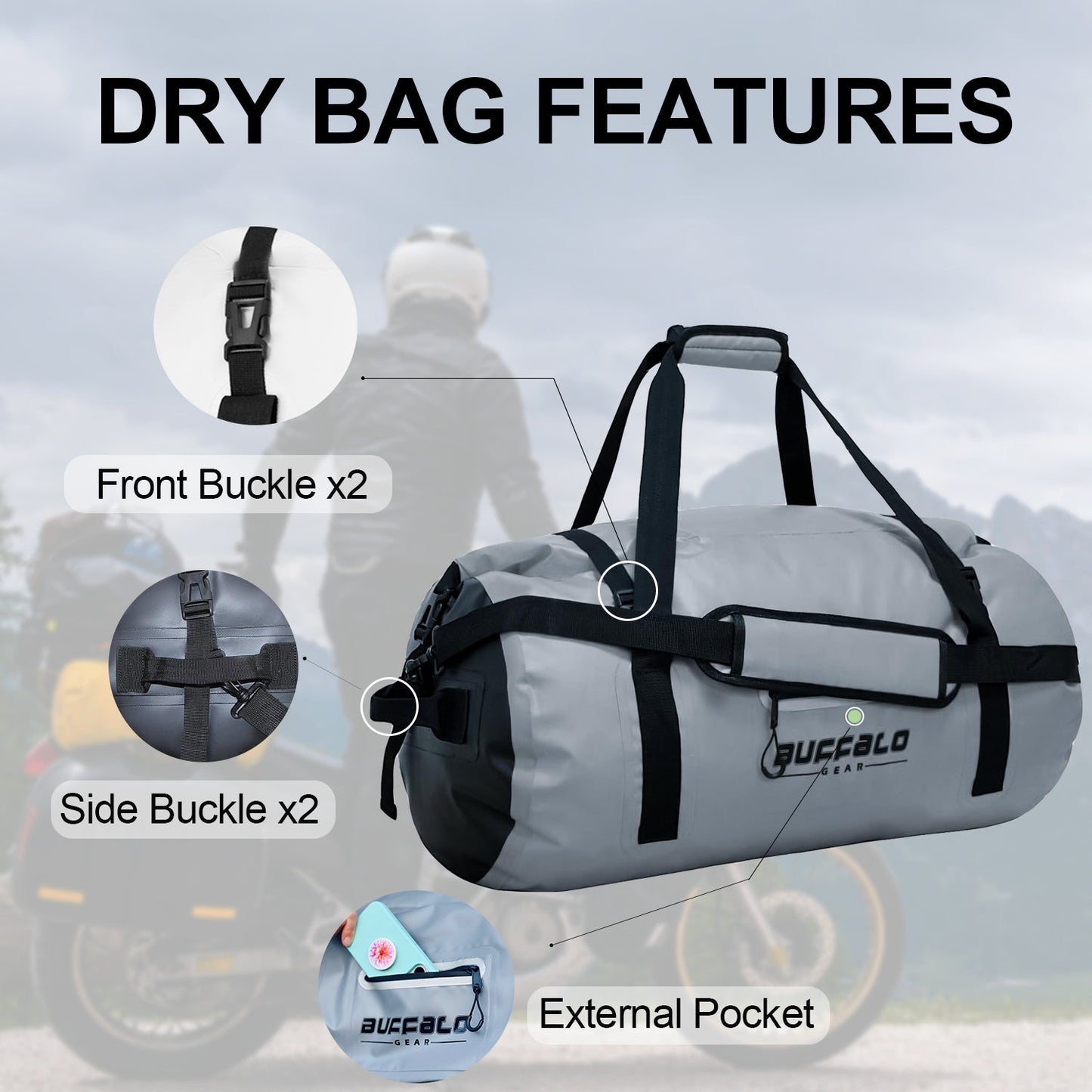 Buffalo Gear 63QT Roll Top Waterproof Duffel Bag