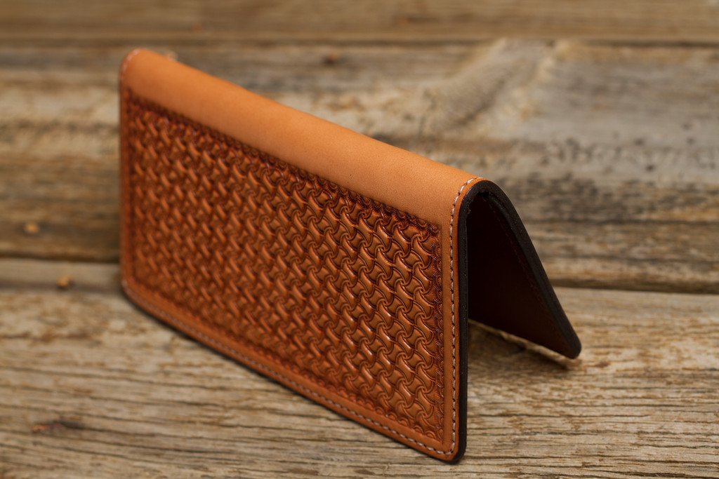Texas Saddlery Saddle Tan Checkbook Cover Spider Tooling