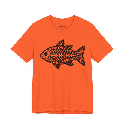 Texas Rigged Tees Mexican Flora Fish Skeleton — Unisex Cotton Tee