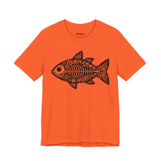 Texas Rigged Tees Mexican Flora Fish Skeleton — Unisex Cotton Tee