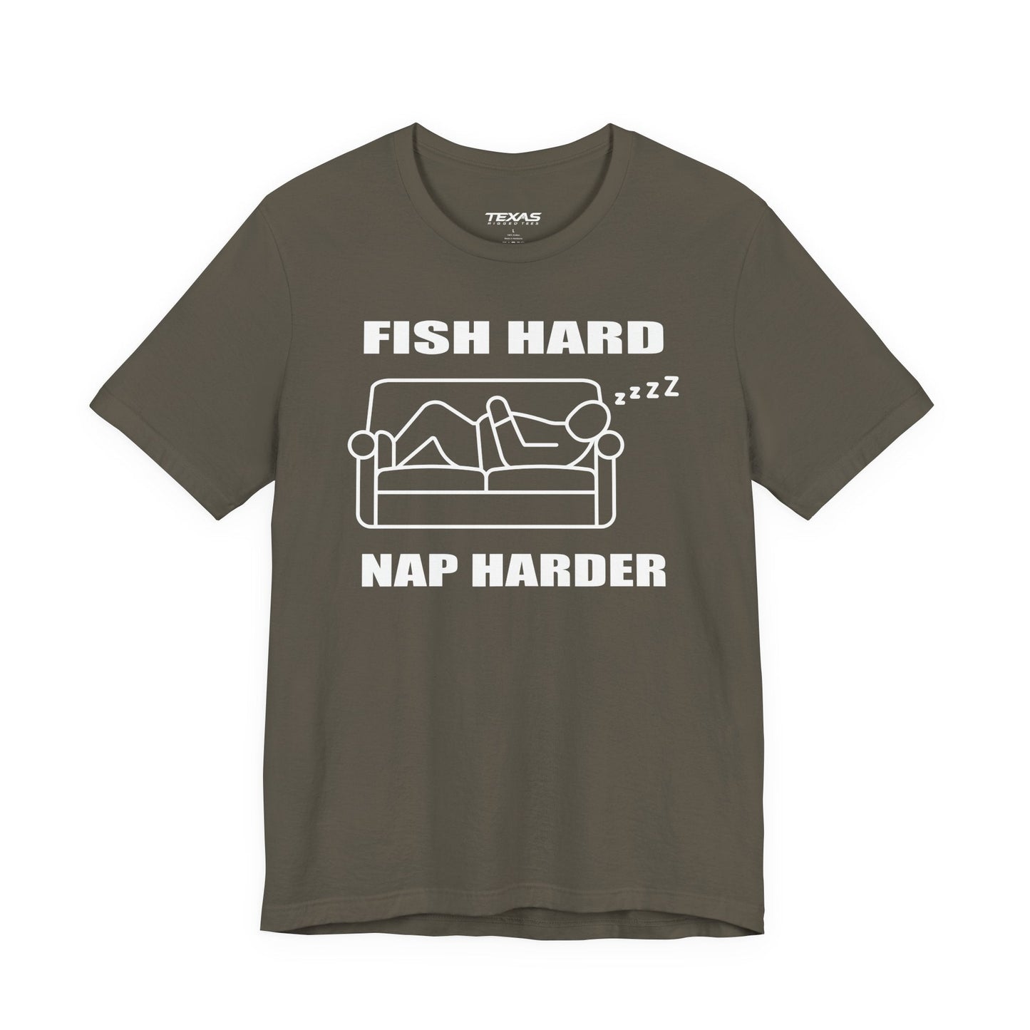 Texas Rigged Tees Fish Hard, Nap Harder — Unisex Cotton Tee