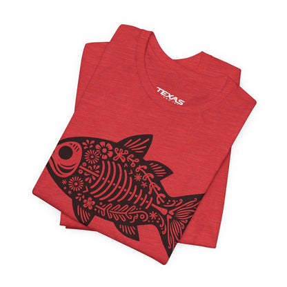 Texas Rigged Tees Mexican Flora Fish Skeleton — Unisex Cotton Tee