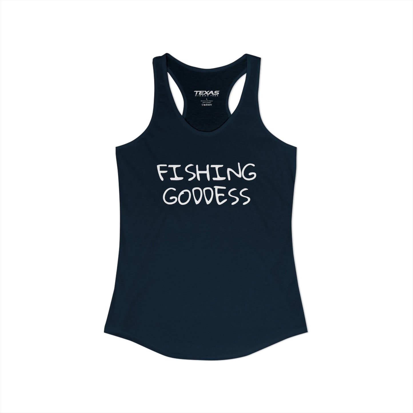 Texas Rigged Tees Fishing Goddess — Women’s Racerback Tank