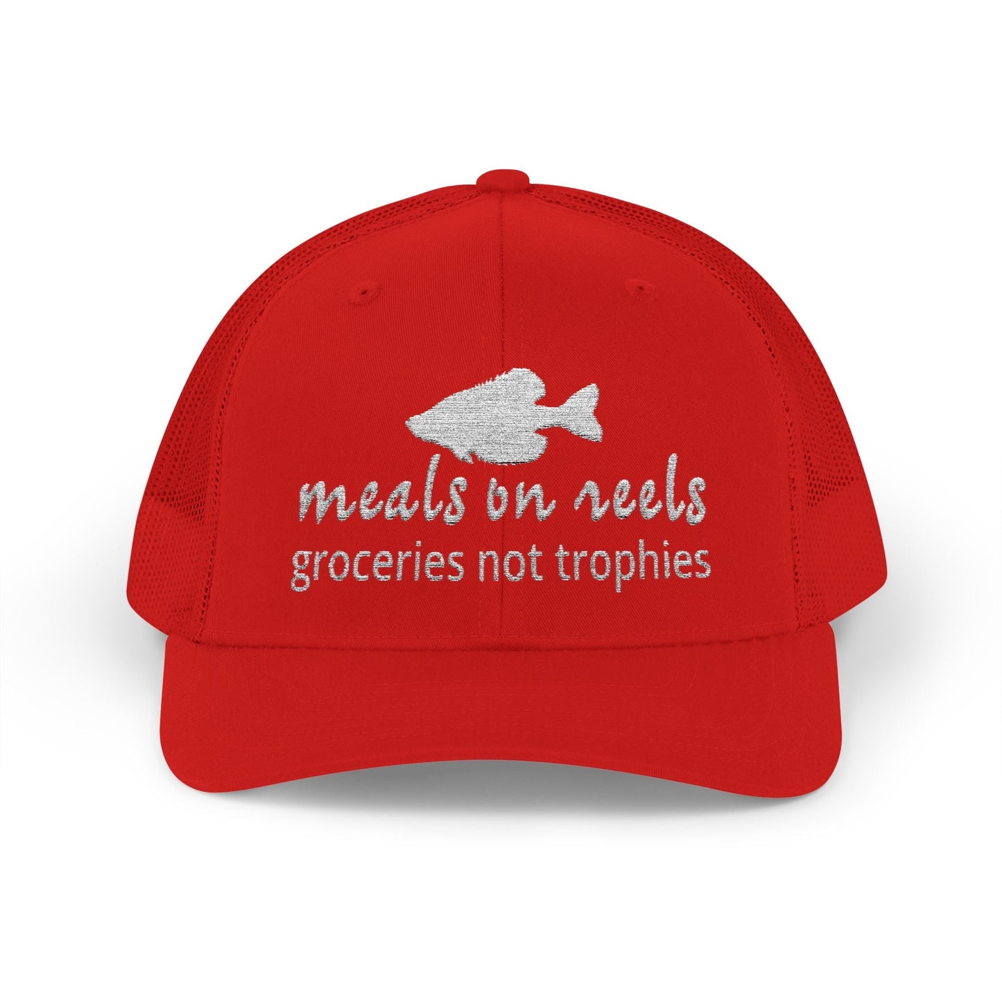 Texas Rigged Tees Meals on Reels: Groceries Not Trophies — Embroidered Baseball Cap