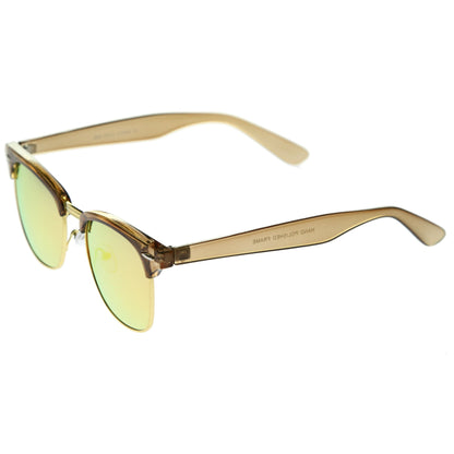 zeroUV Retro Modern Horned Rim Half Frame Mirrored Lens Sunglasses A031