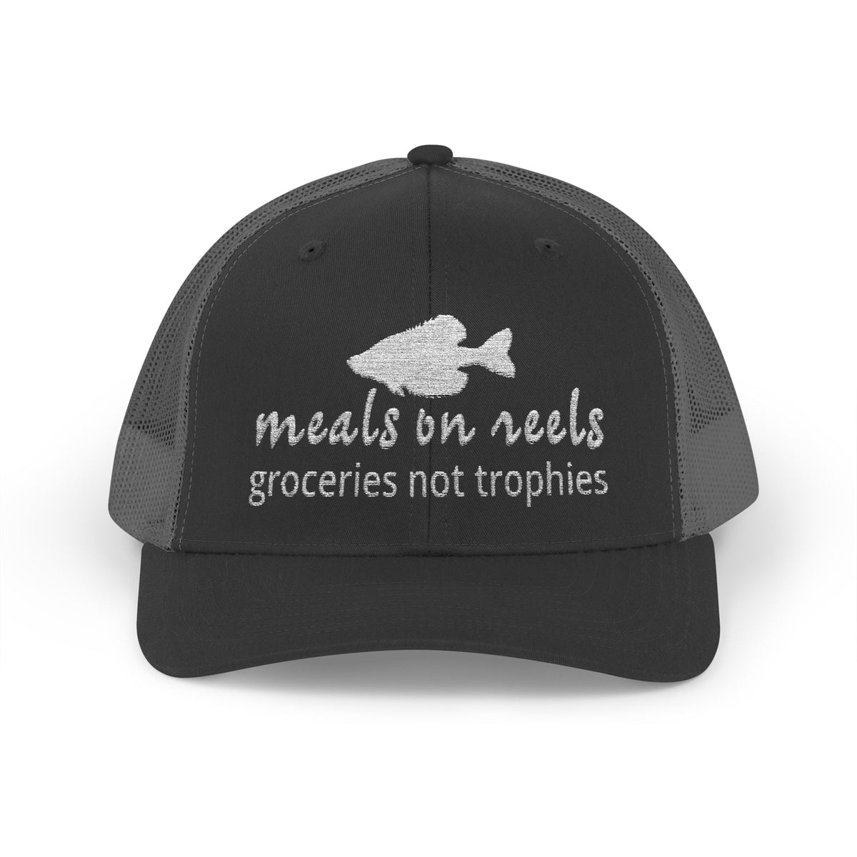 Texas Rigged Tees Meals on Reels: Groceries Not Trophies — Embroidered Baseball Cap