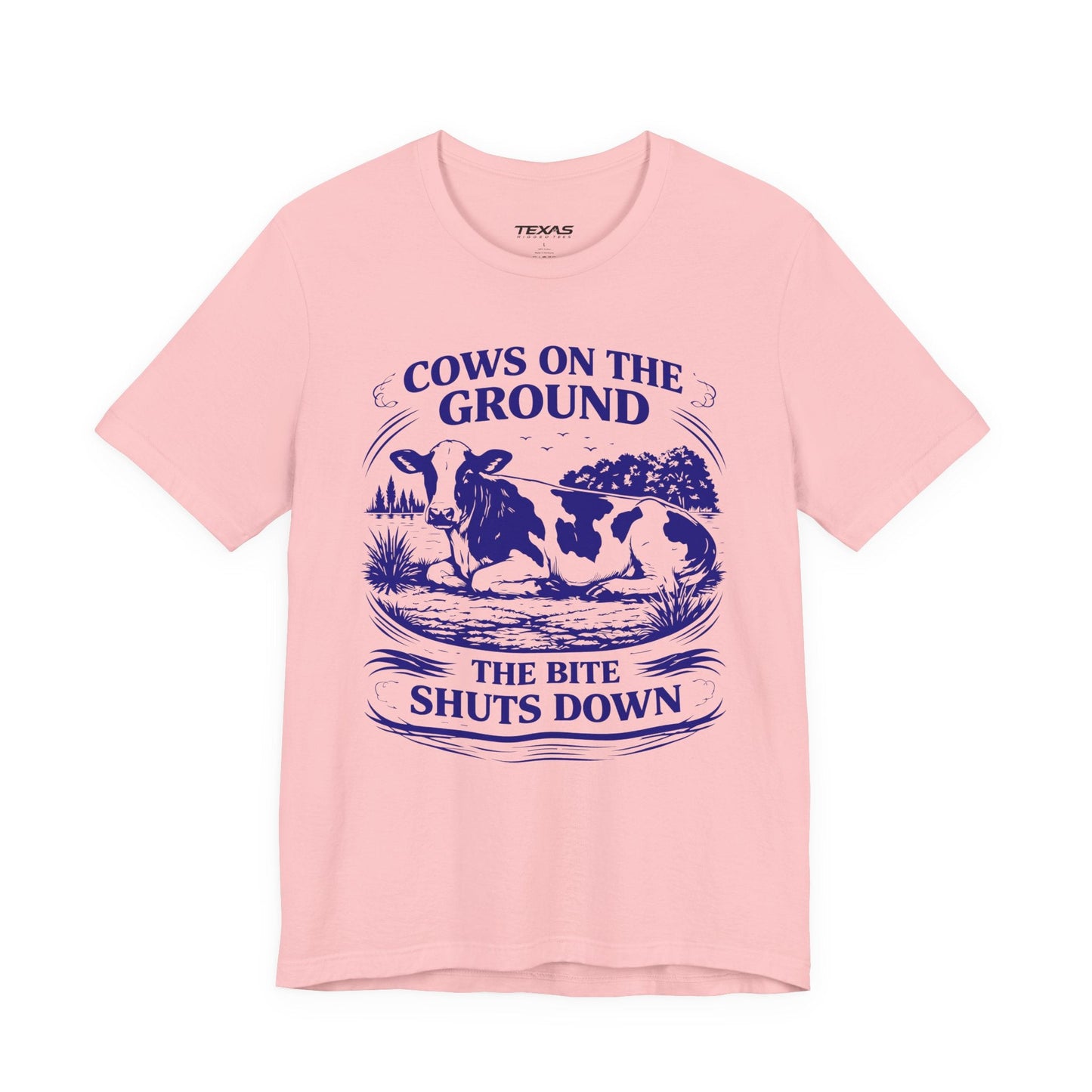 Texas Rigged Tees Cows on the ground, the bite shuts down — Unisex Cotton Tee