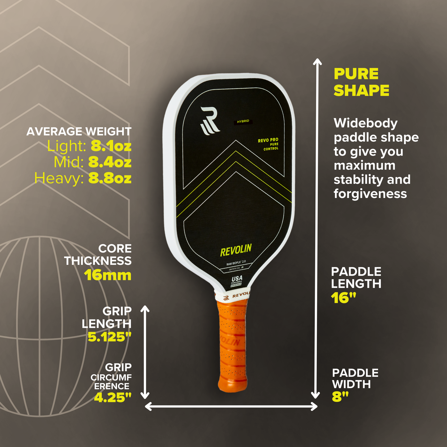 Revolin Sports REVO PRO Pure Hybrid Pickleball Paddle