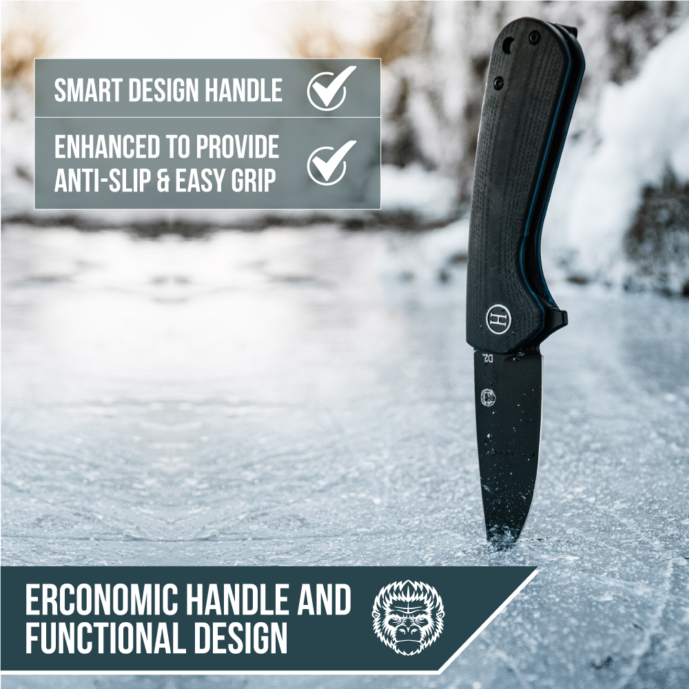 Holtzman's Survival The Peasant Folding Pocket Knife Giftset for Men and Women (Black and Blue)