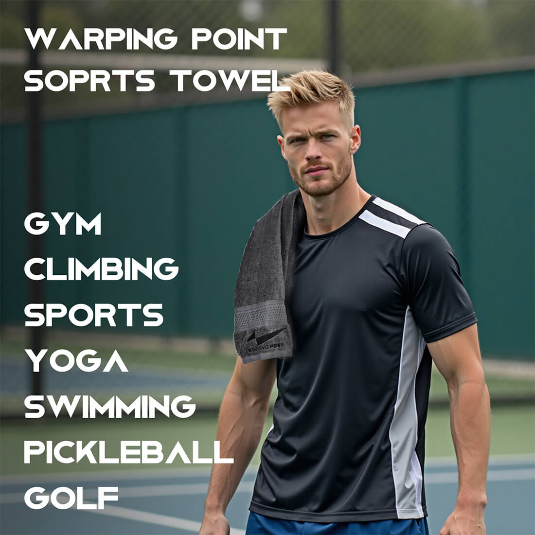 Warping Point Pickleball Towel - Gray