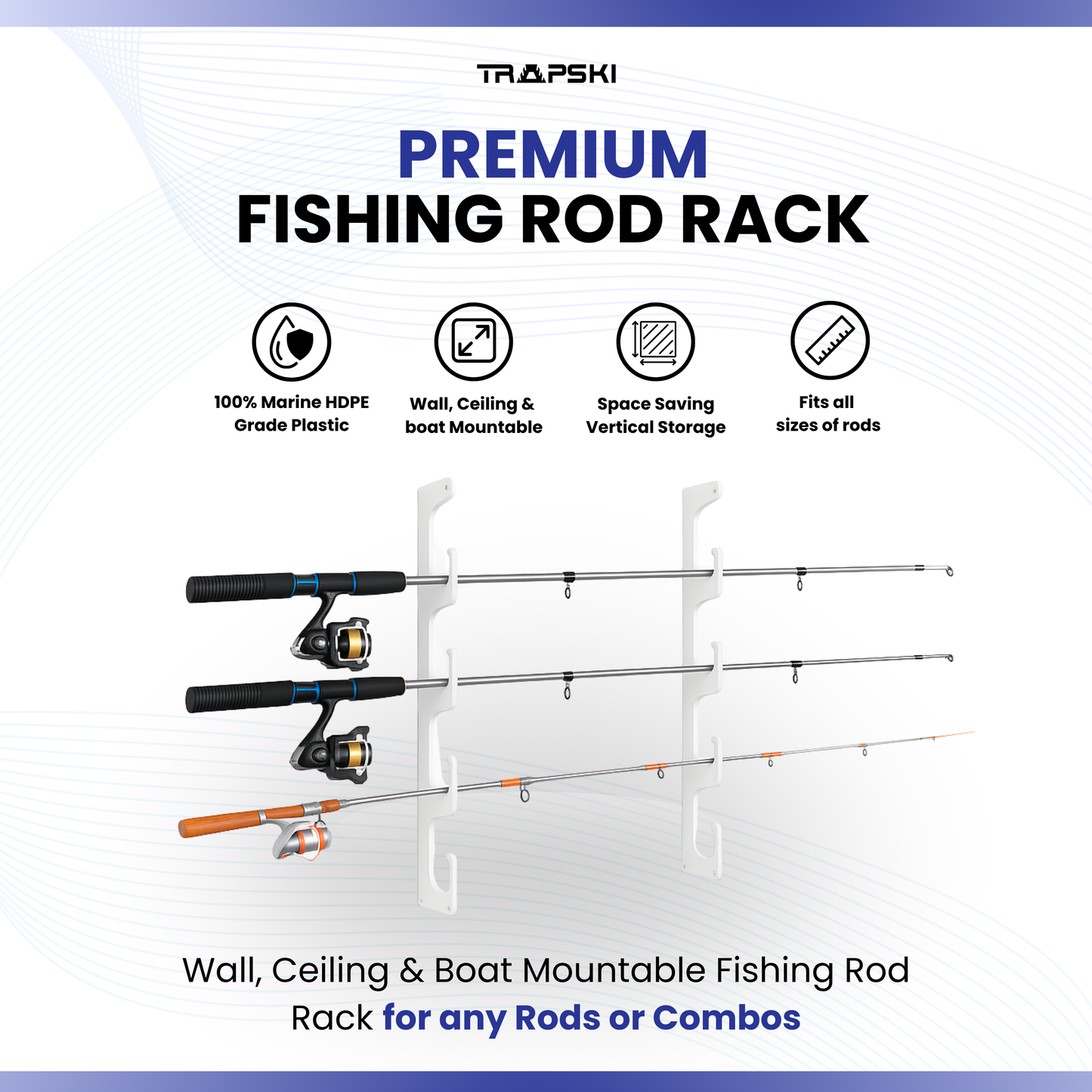TRAPSKI Fishing Rod/Pole Holder Rack Organizers