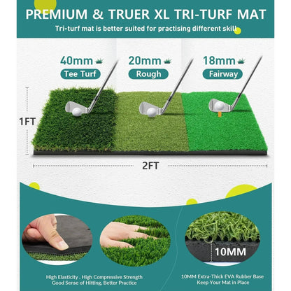 DCUTIE 10x7FT Golf Practice Net with Mat & Target – Backyard Driving & Chipping Aid