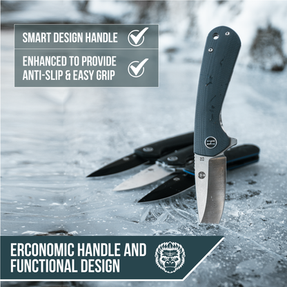 Holtzman's Survival The Peasant Folding Pocket Knife Giftset for Men and Women (Silver and Black)