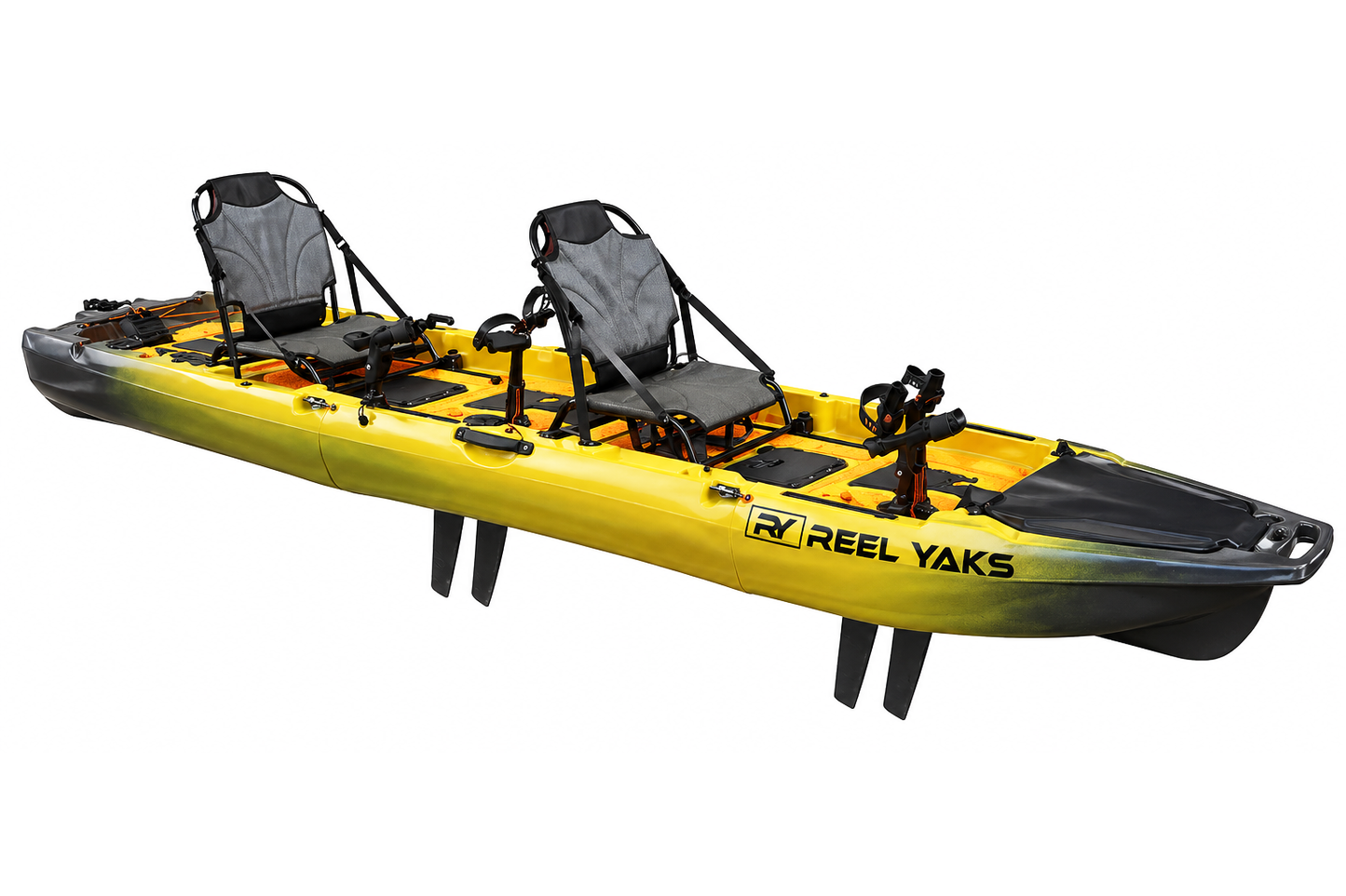 ReelYaks 13.8ft Rocket Fin Drive Tandem & Solo Modular Fishing Kayak | Fin Drive | 550lbs Capacity | 3 Piece