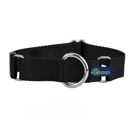 2 Hounds Design 5/8″ and 1″ Black Nylon Martingale Dog Collar