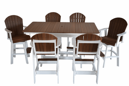 Dutch Country Patio 7 pc Table Set - 6' Rectangular Table with 2x Swivel Adirondack Chairs & 4x  Adirondack Chairs - In Dining, Counter &  Bar Height