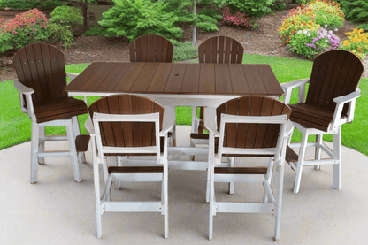 Dutch Country Patio 7 pc Table Set - 6' Rectangular Table with 2x Swivel Adirondack Chairs & 4x  Adirondack Chairs - In Dining, Counter &  Bar Height