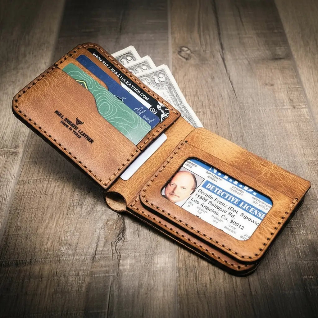 Bull Sheath Leather Badge Bifold Wallet