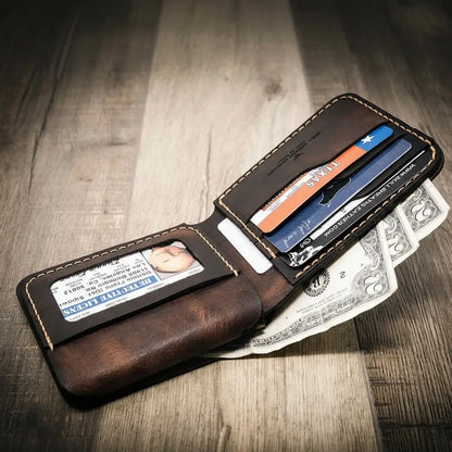 Bull Sheath Leather Badge Bifold Wallet