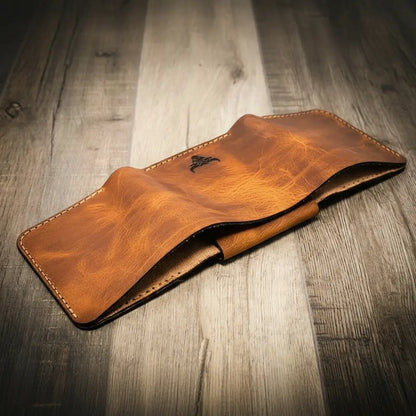 Bull Sheath Leather Badge Trifold Wallet
