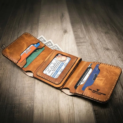 Bull Sheath Leather Badge Trifold Wallet