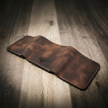 Bull Sheath Leather Badge Trifold Wallet