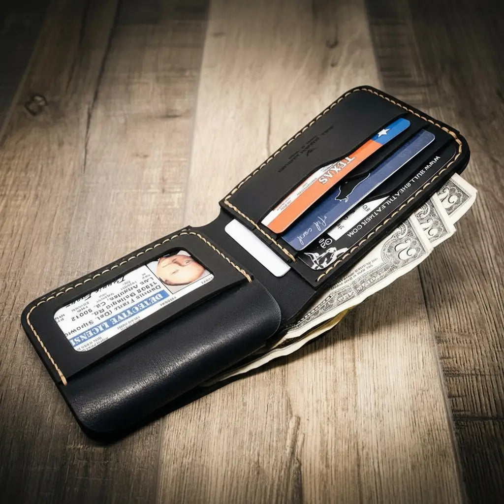 Bull Sheath Leather Badge Bifold Wallet