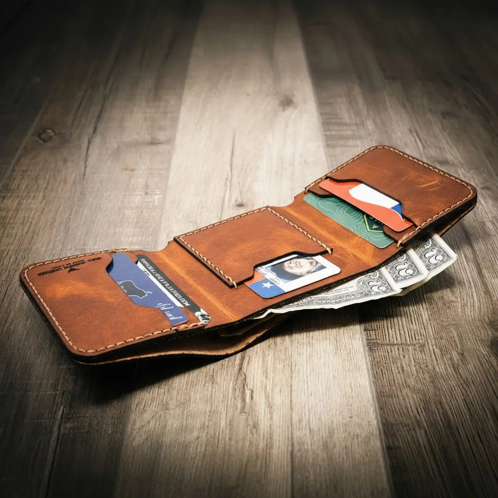 Bull Sheath Leather The Trinity Trifold Wallet