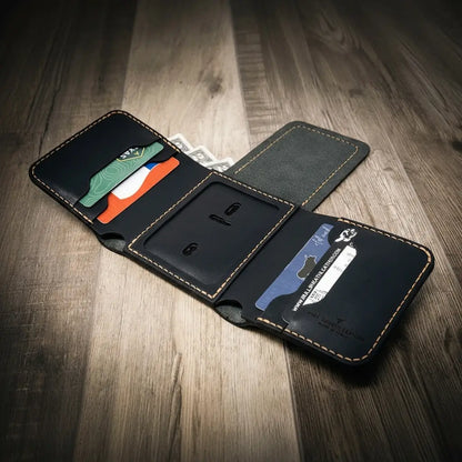 Bull Sheath Leather Badge Trifold Wallet