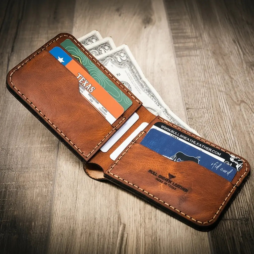 Bull Sheath Leather Western Bifold Wallet
