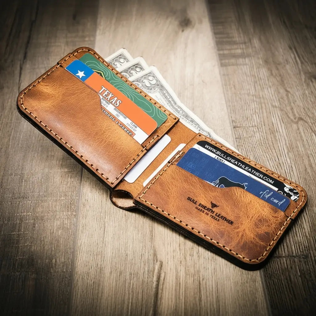 Bull Sheath Leather Western Bifold Wallet