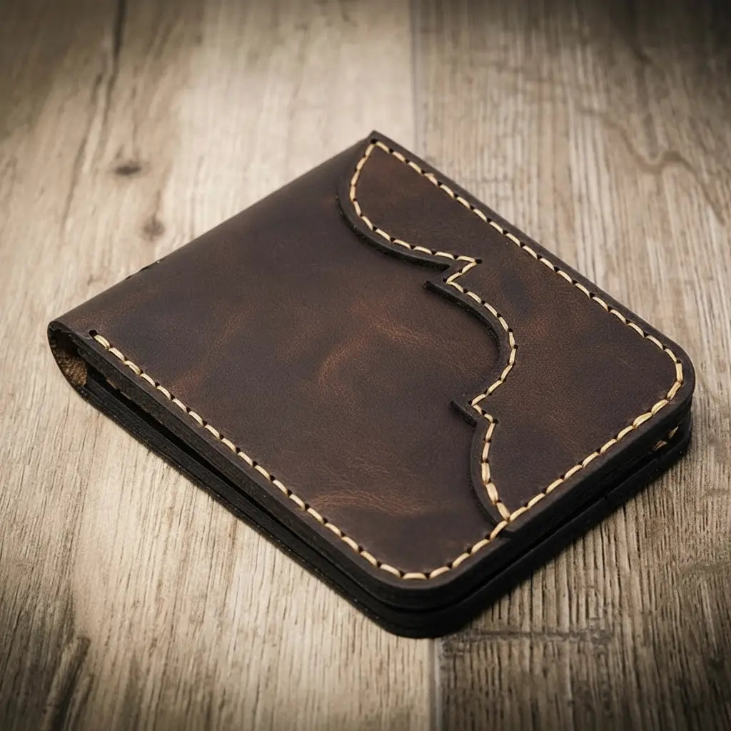 Bull Sheath Leather Western Bifold Wallet