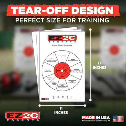 EZ2C Right Hand/Left Hand Diagnostic Training Paper Target 11”x17” USA MADE Style 11