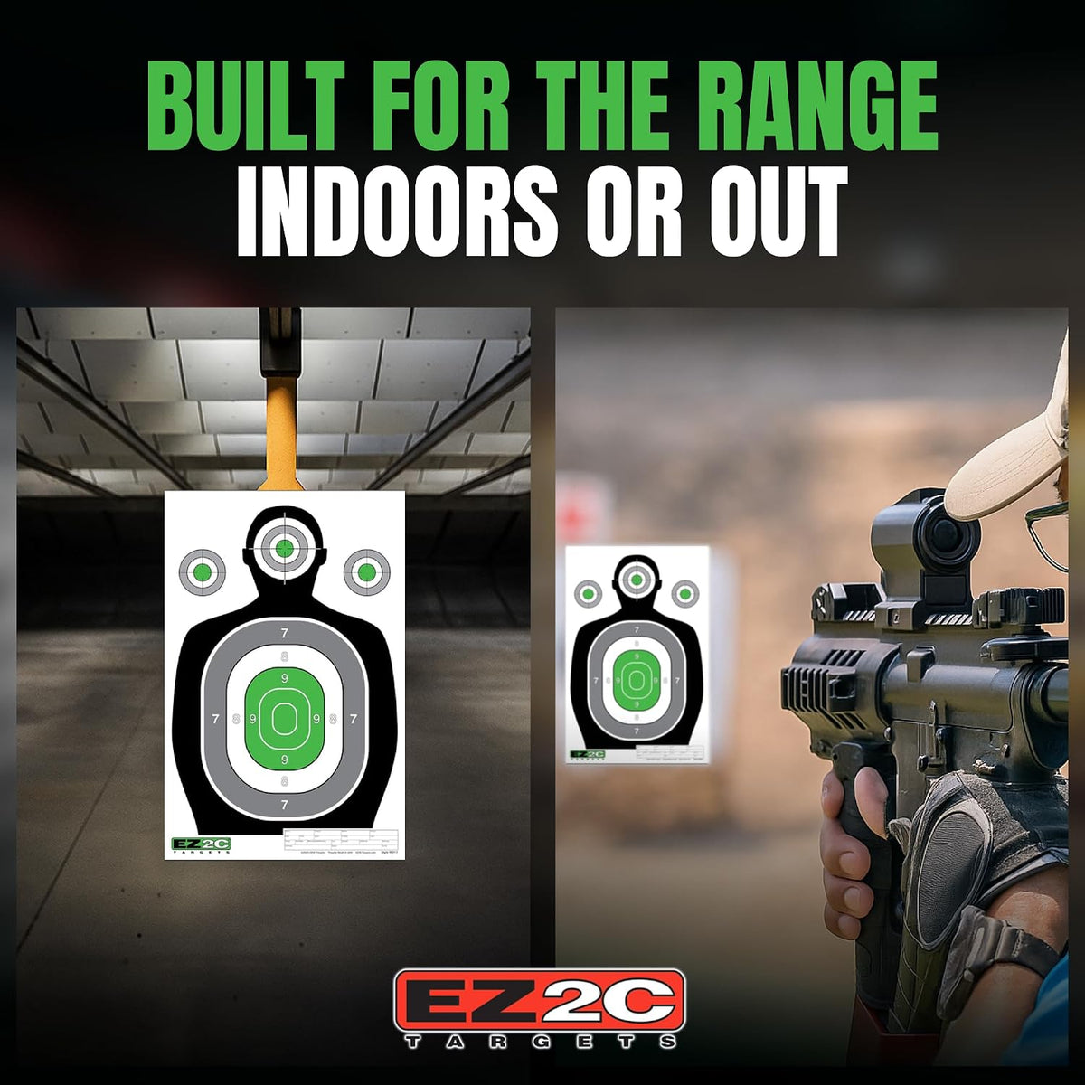 100 EZ2C 12"x18" Green Silhouette Paper Shooting Target, Premium USA Made Peel-Off Pad of 100