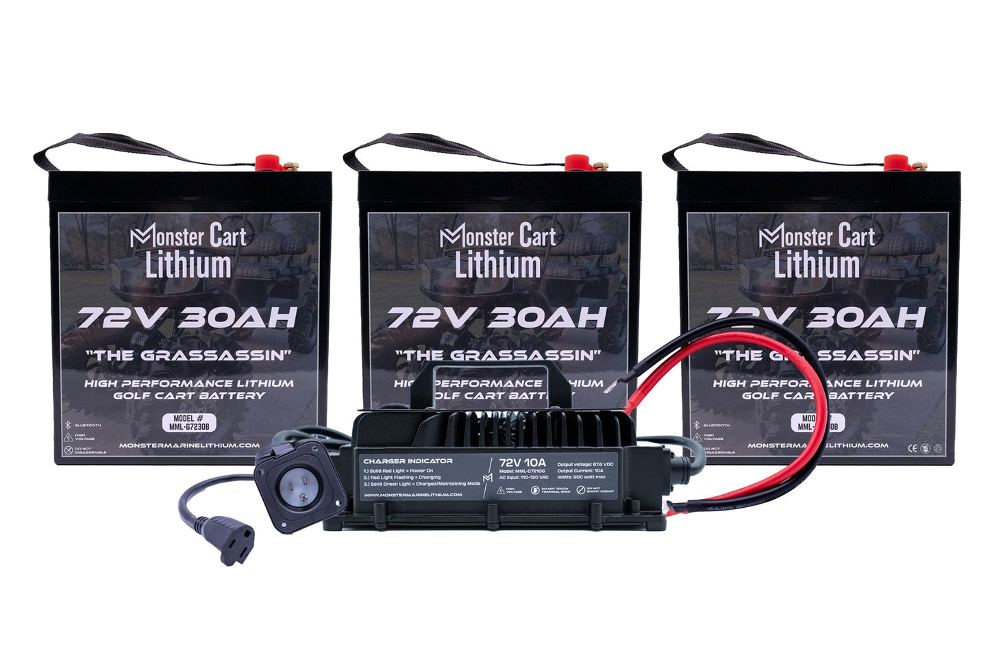 Monster Marine Lithium BIG BUNDLE 72v 90Ah - (3) 72V 30AH LITHIUM & 72V 10A WATERPROOF CHARGER