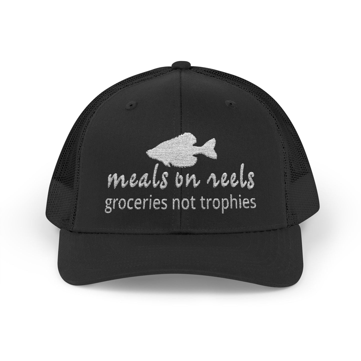 Texas Rigged Tees Meals on Reels: Groceries Not Trophies — Embroidered Baseball Cap