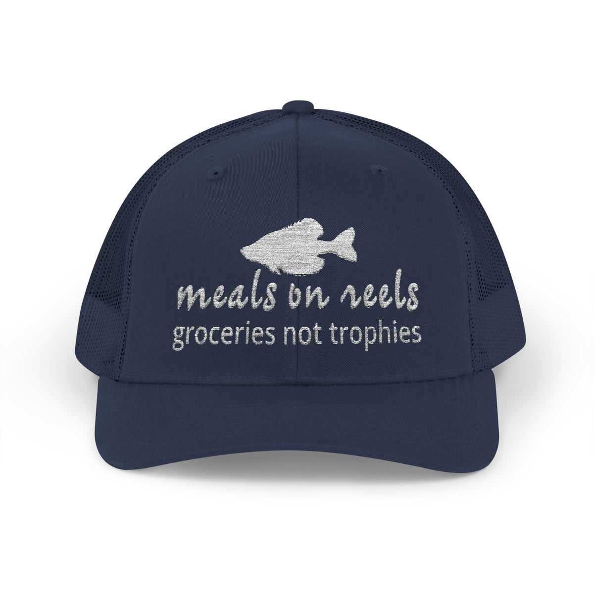 Texas Rigged Tees Meals on Reels: Groceries Not Trophies — Embroidered Baseball Cap