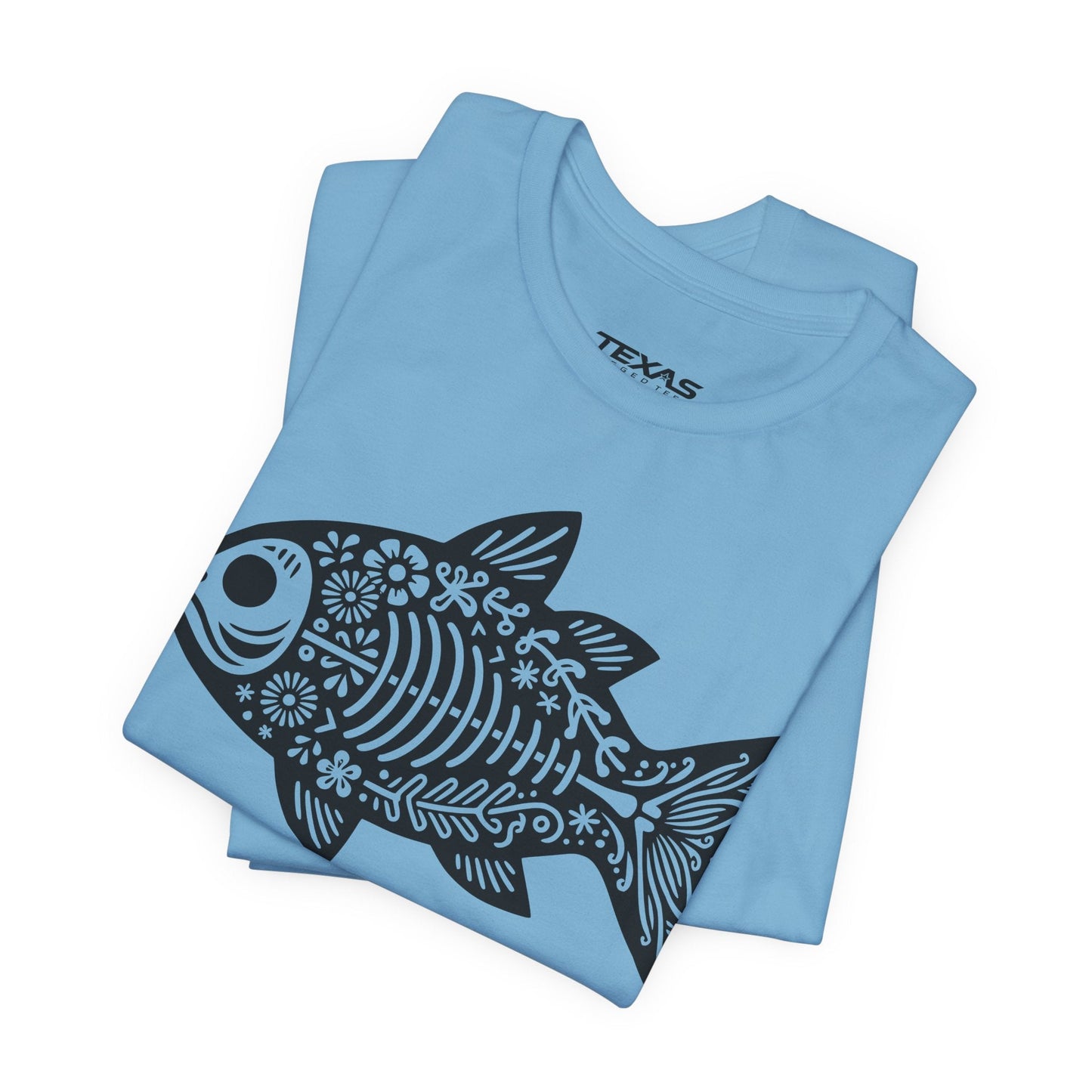 Texas Rigged Tees Mexican Flora Fish Skeleton — Unisex Cotton Tee