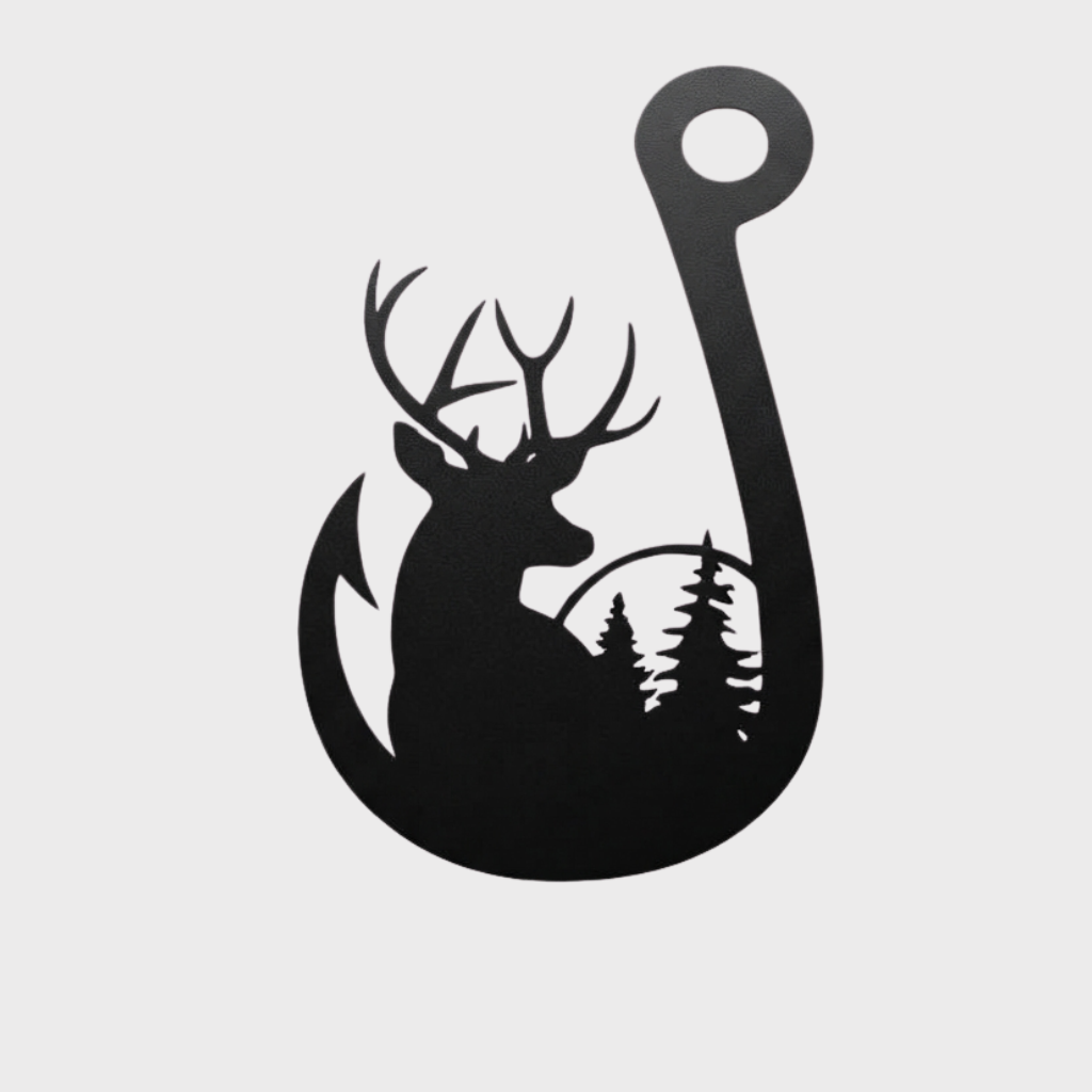 MetalPlex - Deer Fishing Hook - Metal Wall Art