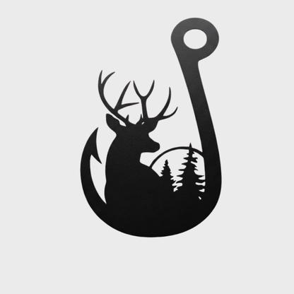 MetalPlex - Deer Fishing Hook - Metal Wall Art