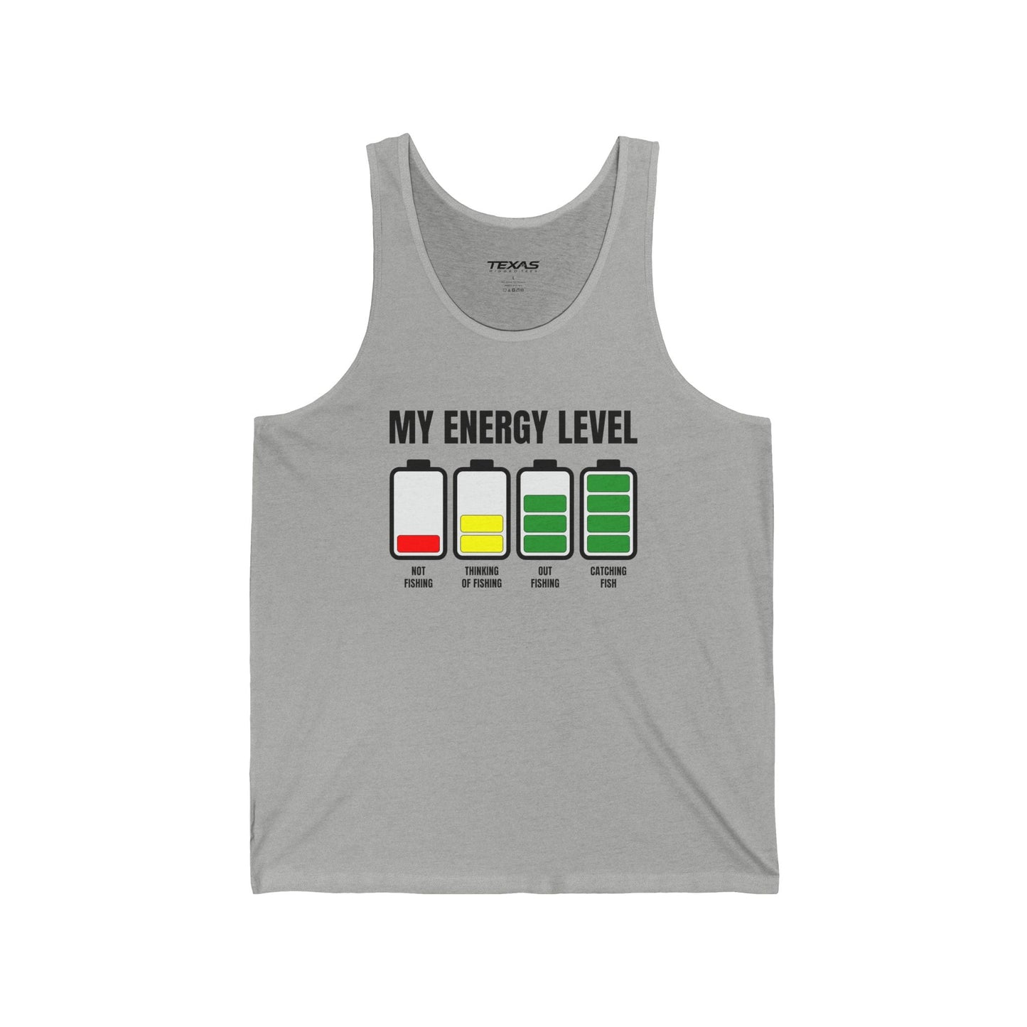 Texas Rigged Tees My Energy Level — Unisex Cotton Tank
